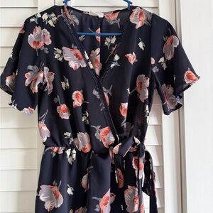 Sienna Sky Black Floral Wrap Blouse